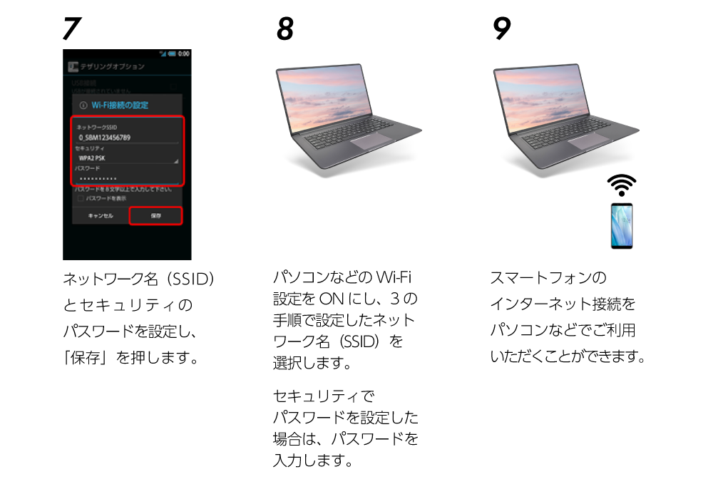 テザリングご利用の流れ7~9